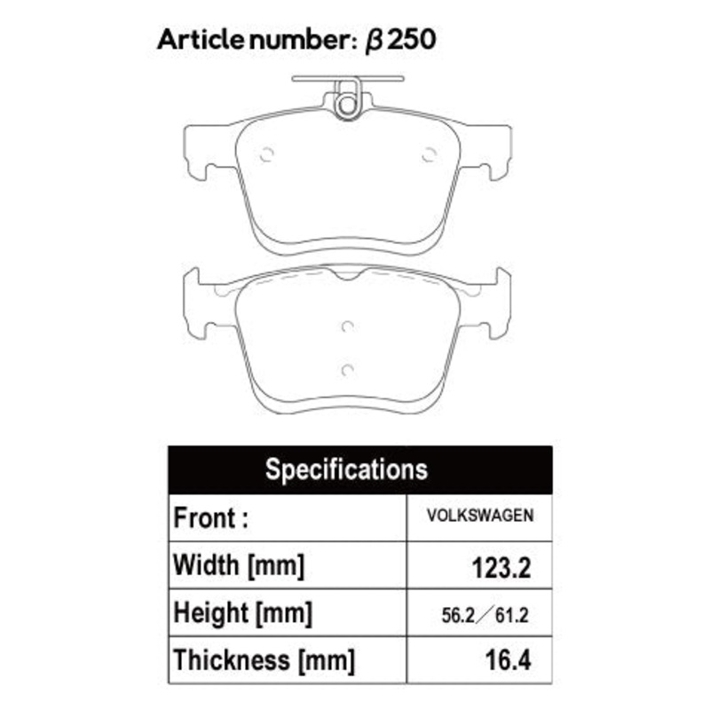 ACRE PC2600 BRAKE PAD REAR FOR VOLKS WAGEN GOLF VARIANT GOLF VII 7.5 1.4 TSI HIGHLINE AUCHP 250-PC2600