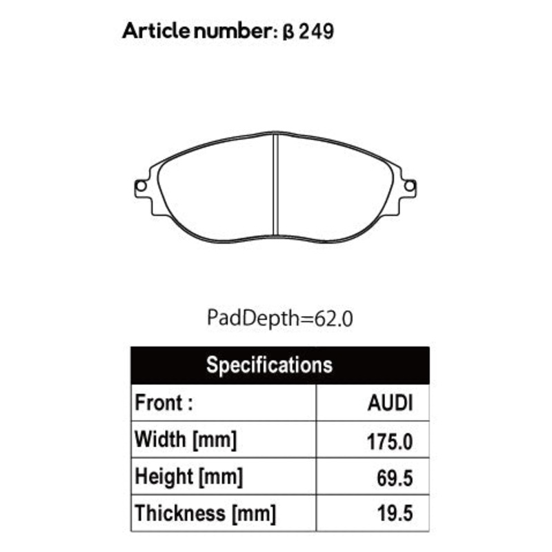 ACRE PC3200 BRAKE PAD FRONT FOR VOLKS WAGEN SHARAN 7N 1.4 TSI PRIMARY EQUIPMENT NO.1LX 1LW 7NCAV 7NCTH 249-PC3200