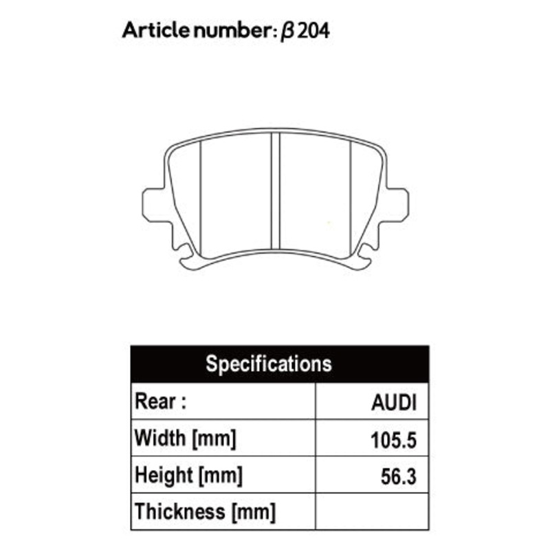 ACRE PC3200 BRAKE PAD REAR FOR VOLKS WAGEN SCIROCCO 1.4 TSI 2.0 TSI 13CAV 13CAW 13CTH 13CCZ 204-PC3200