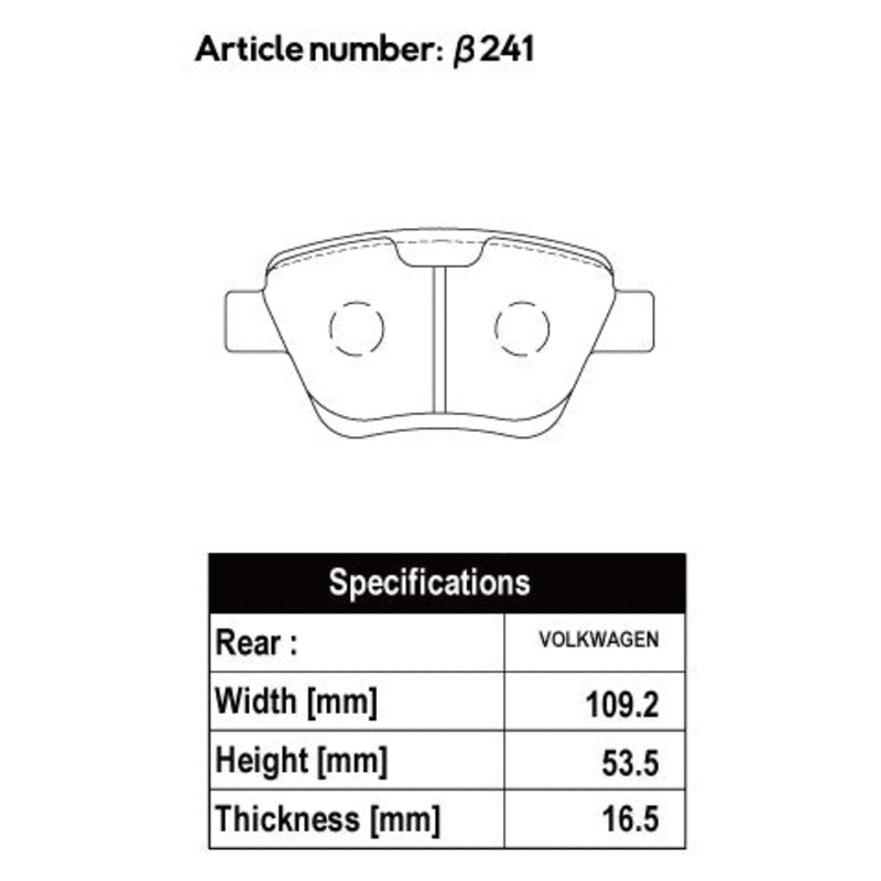 ACRE PC3200 BRAKE PAD REAR FOR VOLKS WAGEN JETTA JETTA 2.0 T TSI 1KBLX 1KAXX 241-PC3200