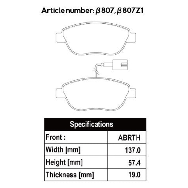 ACRE PC3200 BRAKE PAD FRONT FOR CITROEN DS3 1.6 TURBO A5C5F02 807-PC3200