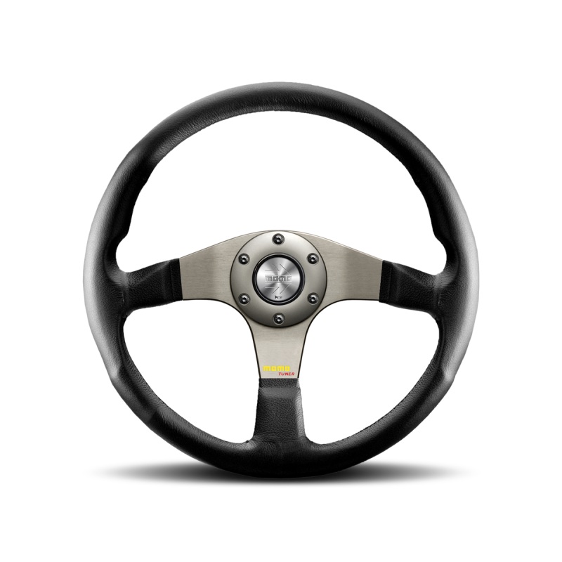Momo Tuner Steering Wheel 350 mm - Black Leather/Red Stitch/Black Spokes