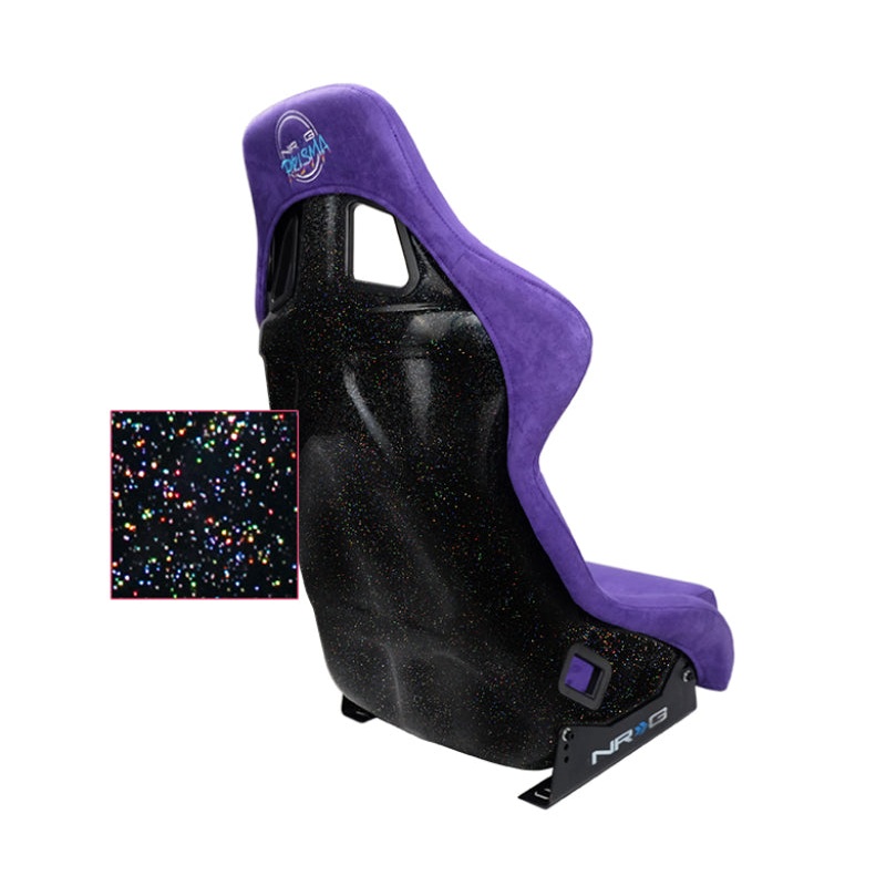NRG FRP Bucket Seat PRISMA Edition W/ pearlized Back Purple Alcantara - Large