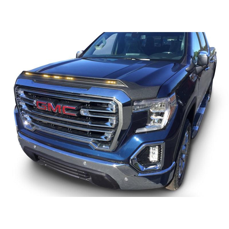 AVS 19-22 GMC Sierra 1500 Aeroskin Low Profile Hood Shield w/ Lights - Black