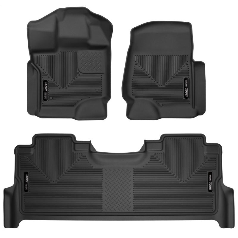 Husky Liners 21-23 Ford F-150 CC SC X-Act Contour Front & Second Row Seat Floor Liners - Black