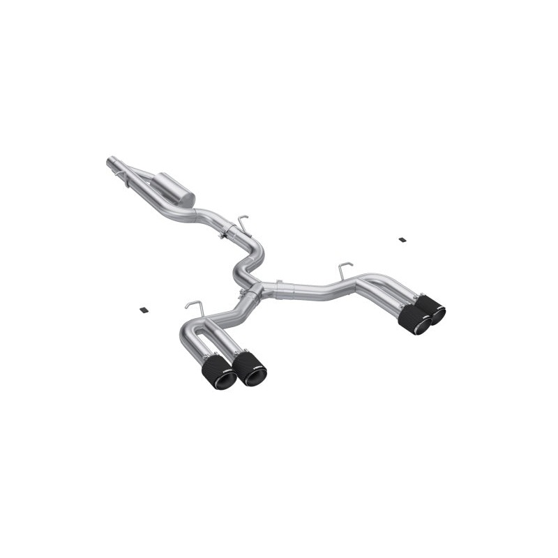 MBRP 22-24 Audi S3 2.0L Armor Pro T304 SS 3in Cat-Back Quad Split Rear Exhaust w/ Carbon Fiber Tips