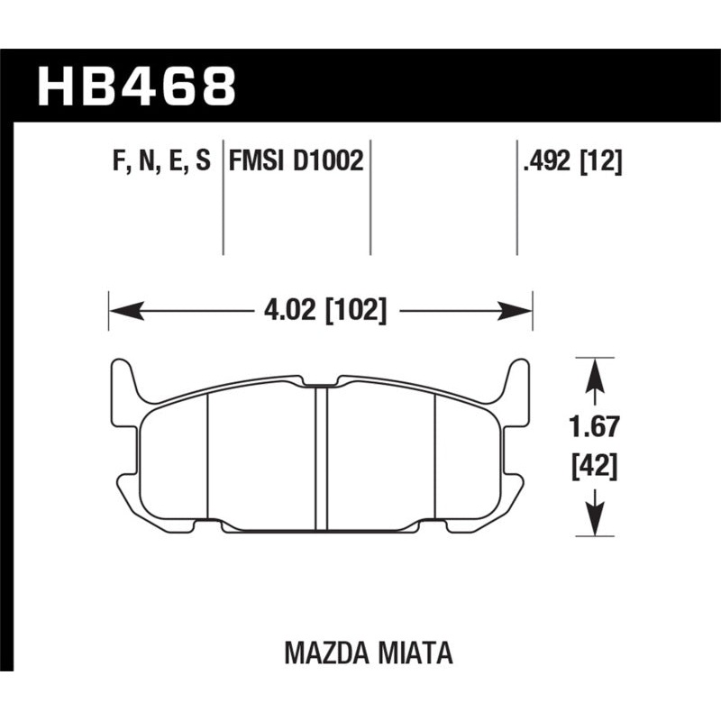 Hawk 04-05 Mazda Miata HPS 5.0 Street Rear Brake Pads