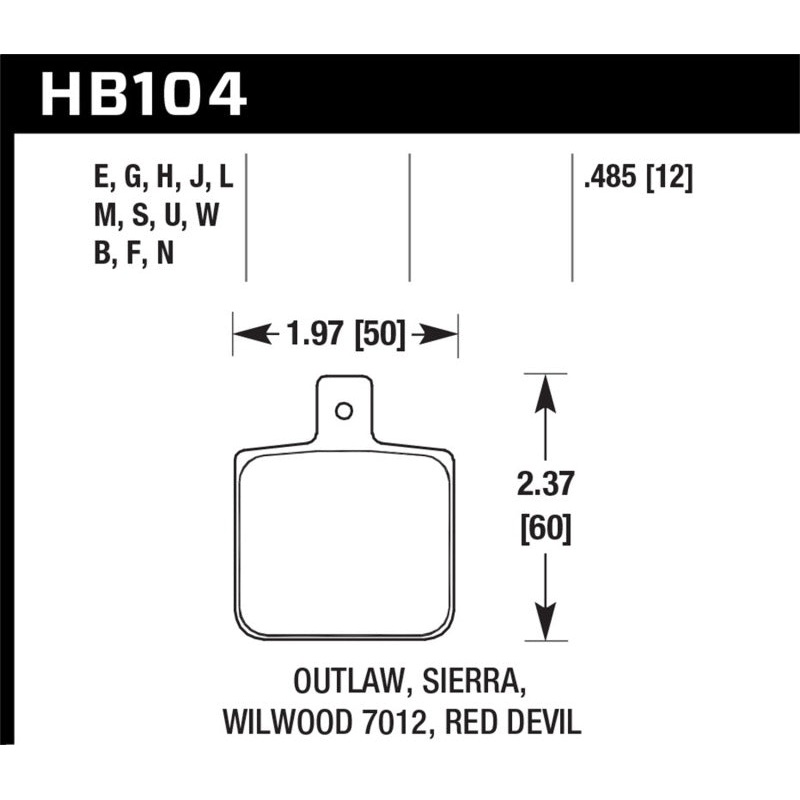 Hawk Wilwood DL Single Outlaw w/0.156in Center Hole DTC-30 Race Pads