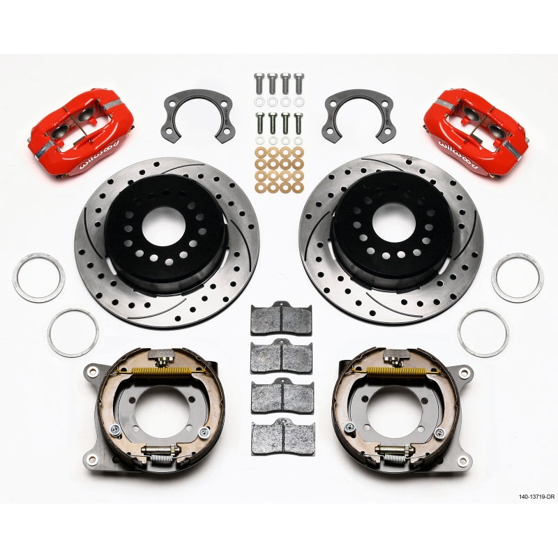 Wilwood Forged Dynalite P/S Park Brake Kit Drilled Red Ford 8.8 Special w/2.50in Offset-5 Lug