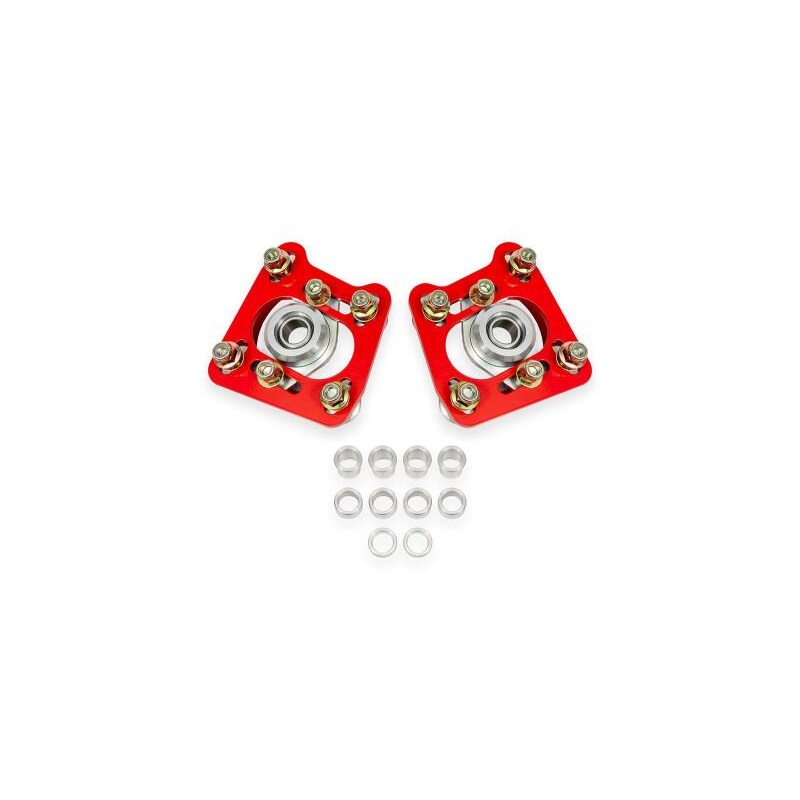 BMR 94-04 Ford Mustang Steel Caster Camber Plates - Red