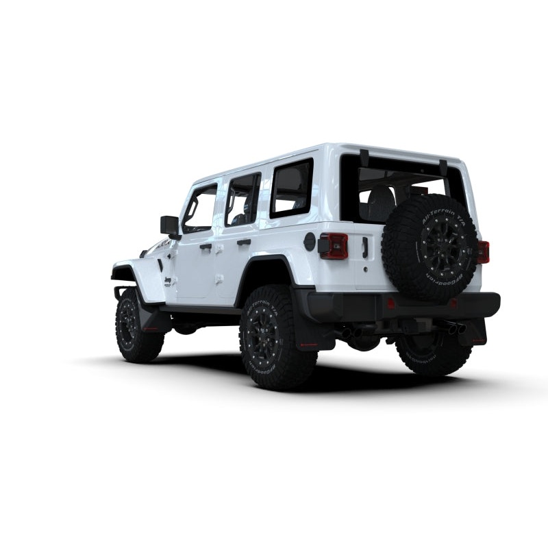 Rally Armor 2018+ Jeep Wrangler Rubicon JL Black UR Mud Flap w/ Red Logo