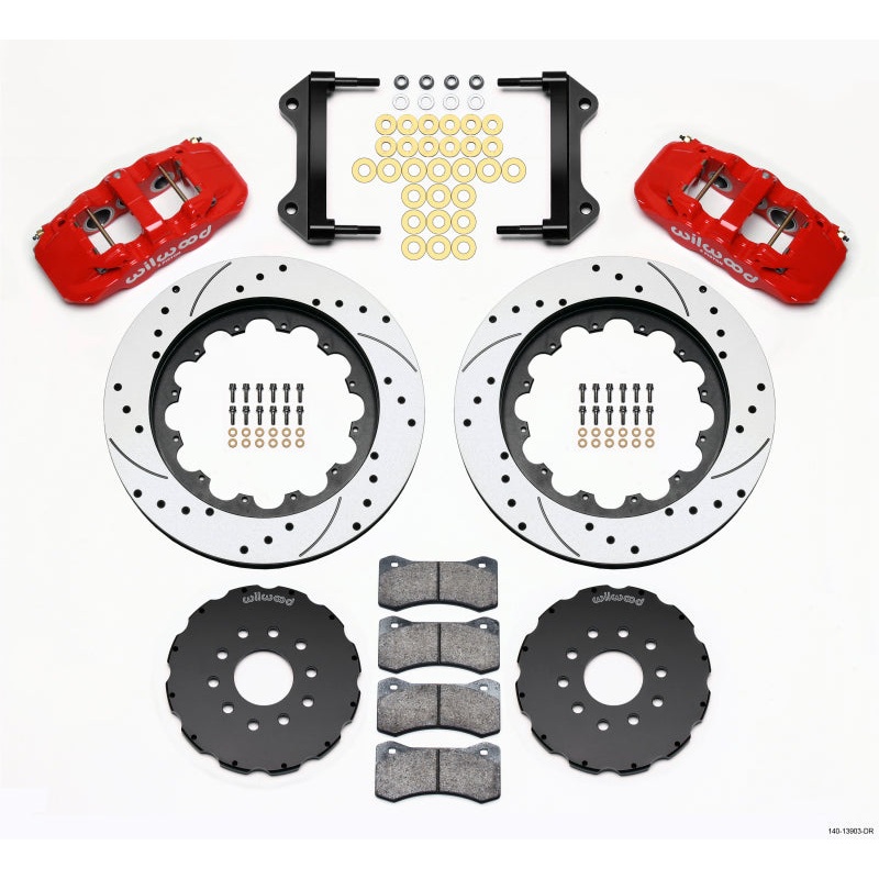 Wilwood AERO6 Front Hat Kit 15.00 Drilled Red 97-04 Corvette C5/Z06 05-13 C6