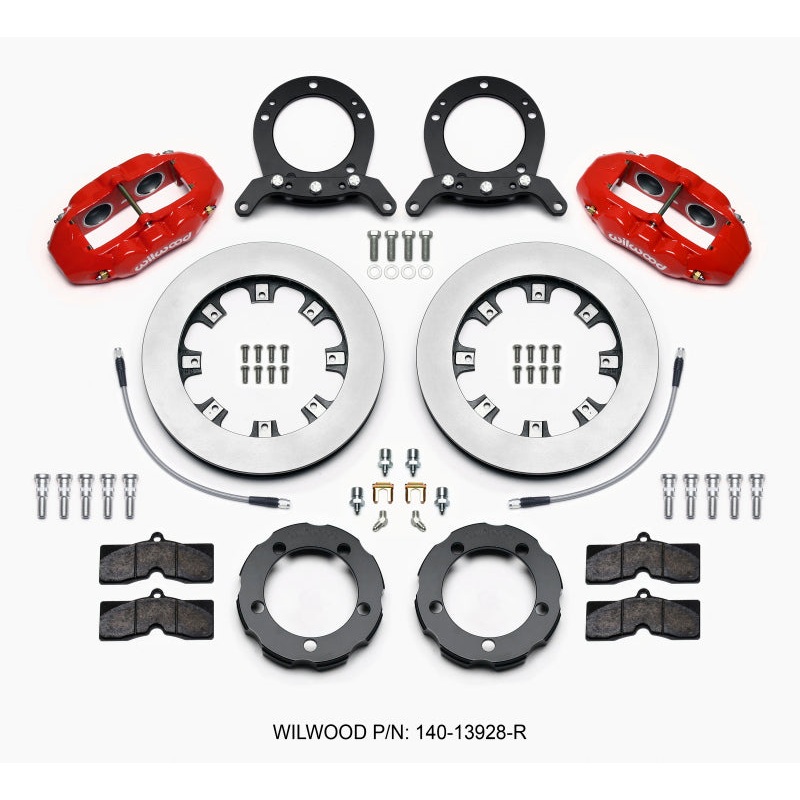 Wilwood D8 Front Hat Kit 12.19in Rotor Red 76-77 Ford Bronco Dana 44 w/Lines