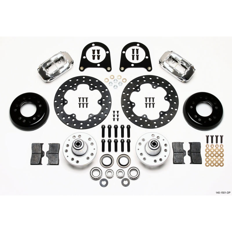 Wilwood Forged Dynalite Front Drag Kit Drilled Polished 37-48 Ford Psgr. Car Spindle