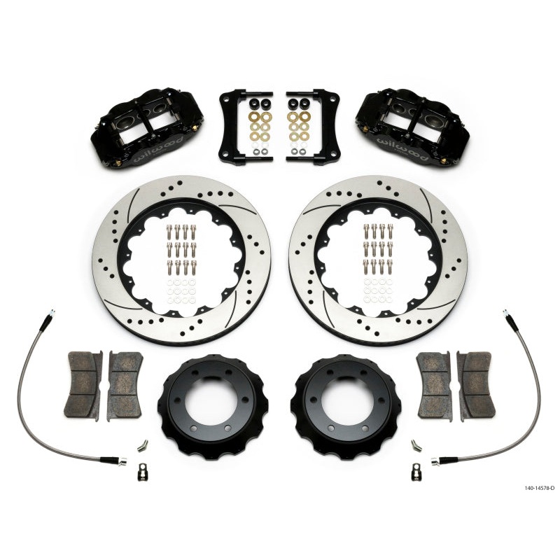 Wilwood Narrow Superlite Black 6R Front Kit 14in Drilled Rotor w/ Lines 05-15 Toyota Tacoma