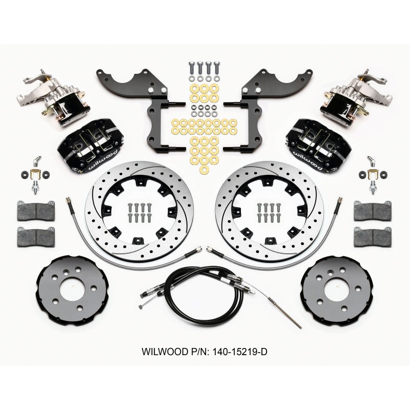 Wilwood Dynapro Radial4 / MC4 Rear Kit 12.19 Drilled 2014-2015 Mini Cooper w/Lines & Cables