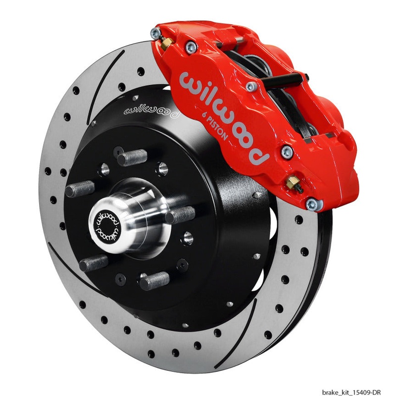 Wilwood Narrow Superlite 6R Dust Seal Front Hub Kit 14.00in Drill Red 67-69 Camaro 64-72 Nova
