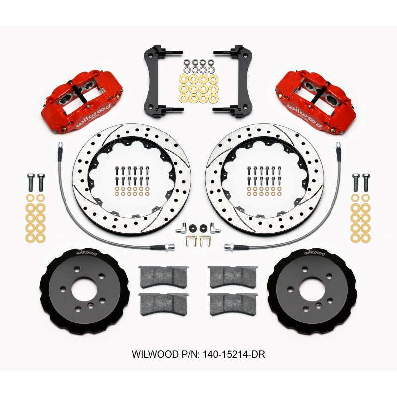 Wilwood Narrow Superlite 6R Front Hat Kit 12.88in Drill Red 2014-2015 Mini Cooper w/Lines