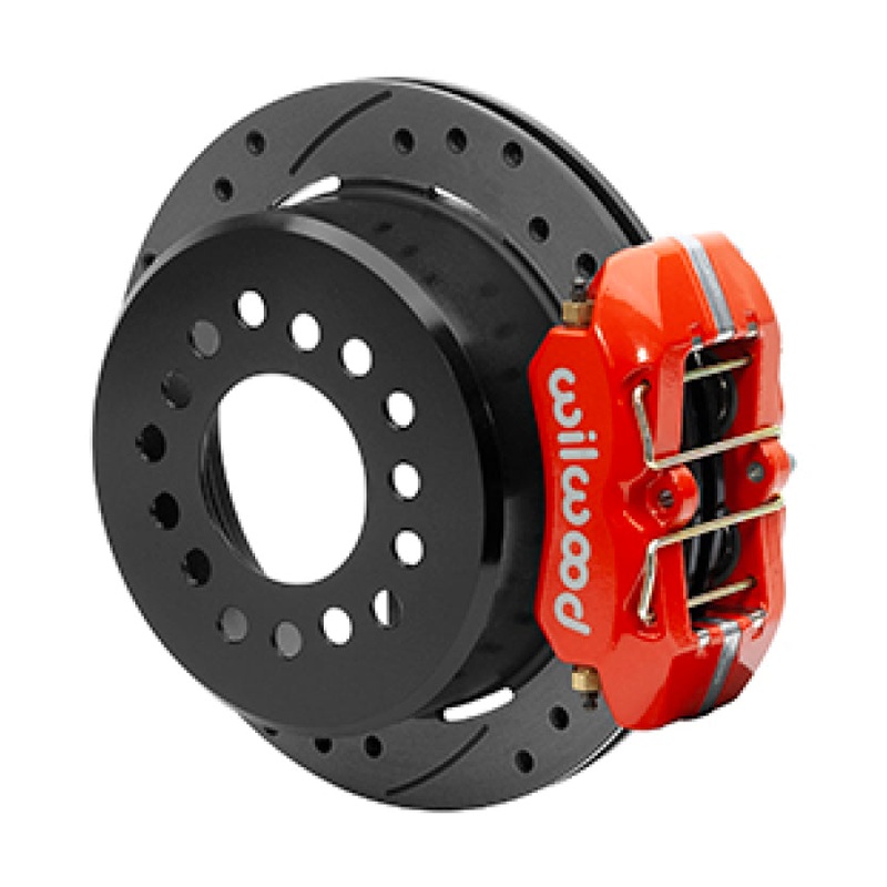 Wilwood Small Ford 11 in. Forged Dynapro Low-Profile Rear Parking Brake Kit (Red, Drilled & Slotted)
