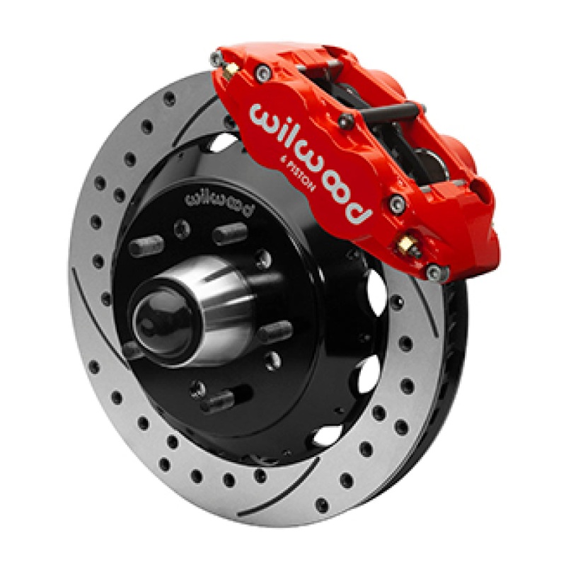 Wilwood Superlite 6R Front Brake Kit for 63-87 Chevy C10 Prospindle13.06 in Diameter, Red Calipers