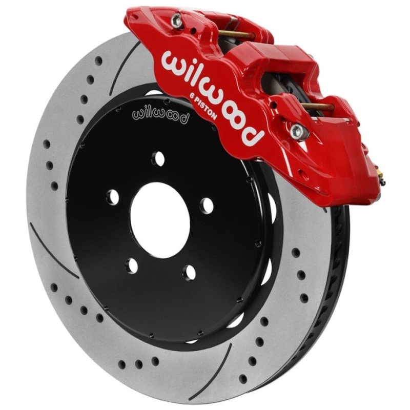 Wilwood AERO6 Front Brake Kit 14.00 Slotted 94-04 Ford Mustang Cobra Red w/Lines