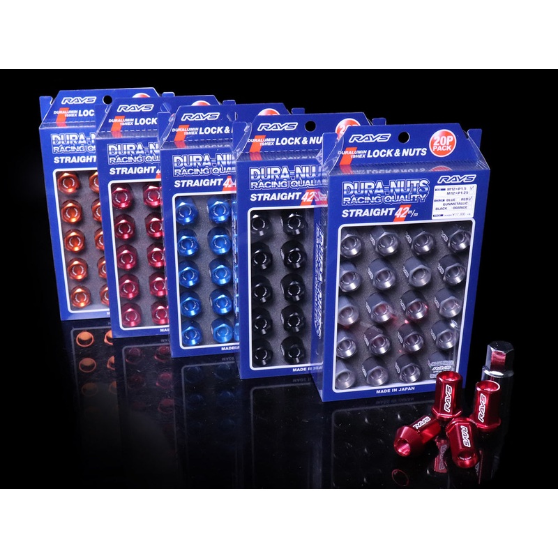 Rays L42 Dura-Nuts Straight Type Lug & Lock Set - M12x1.50 / M12x1.25