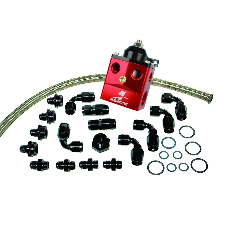 Aeromotive A4 Dual Carburetor Regulator (Part Number 13203) Kit  {includes regulator, hose, hose ends and fittings}