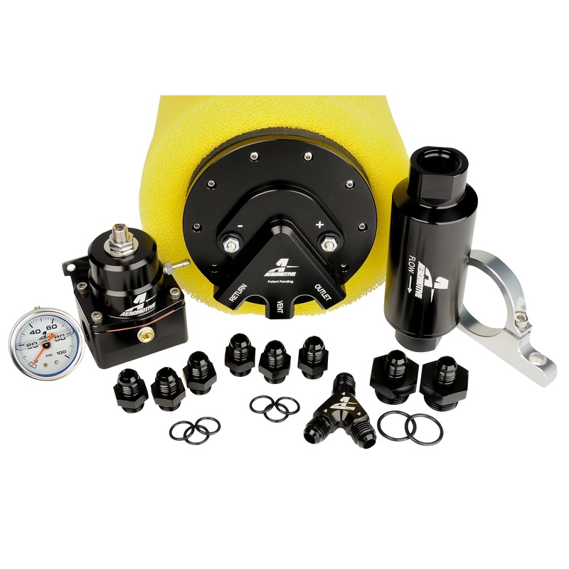 Aeromotive System, Fuel, Phantom 200, Return Style(Phantom 200, Filter, Filter Bracket, Regulator, Wiring Kit, Fittings, Y-Block, Gauge)