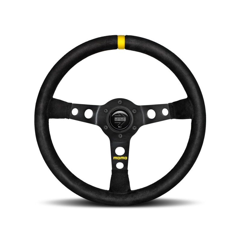 Momo MOD07 Steering Wheel 350 mm -  Black Suede/Black Spokes/1 Stripe