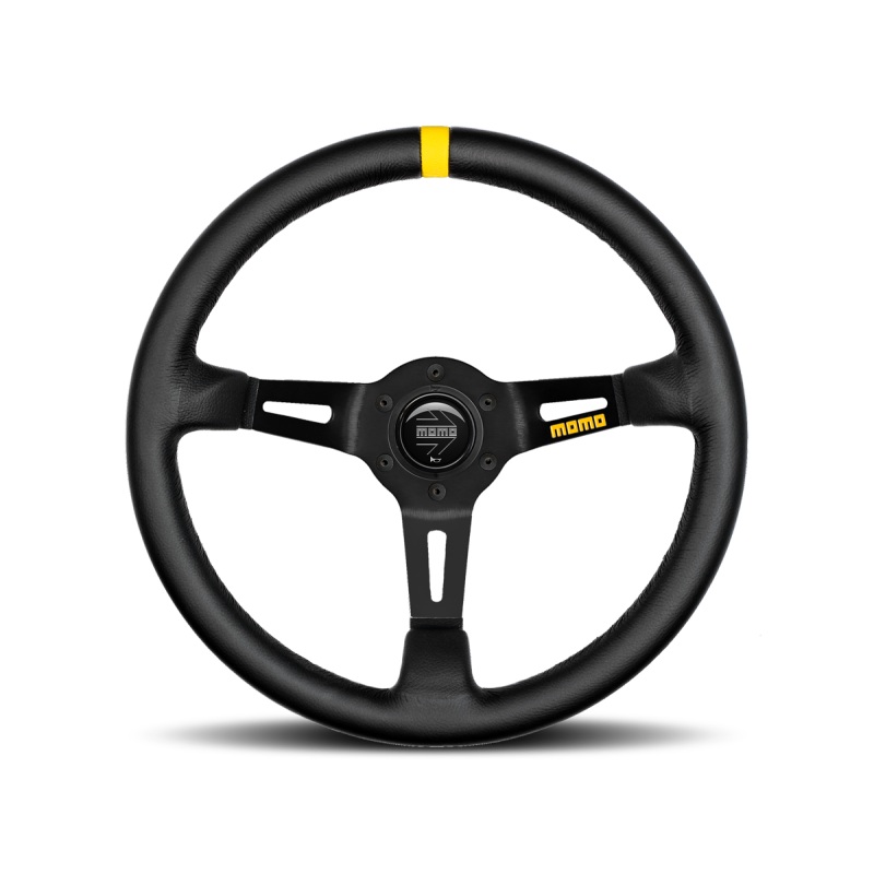 Momo MOD08 Steering Wheel 350 mm -  Black Leather/Black Spokes/1 Stripe