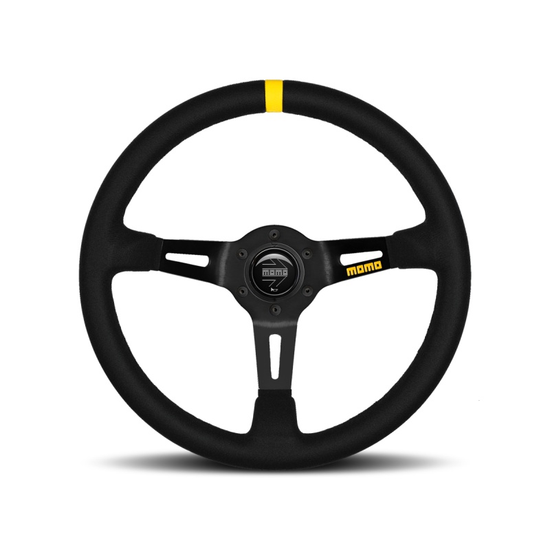 Momo MOD08 Steering Wheel 350 mm -  Black Suede/Black Spokes/1 Stripe