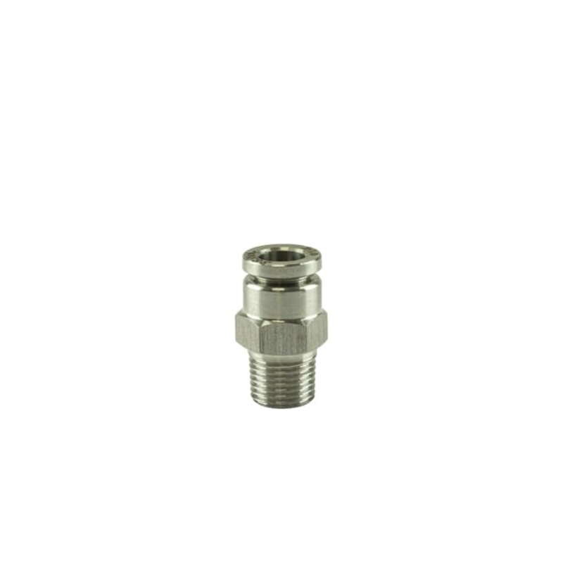 Pushloc Fitting Stainless Steel  1/8 NPT To 1/4 PTC Straight