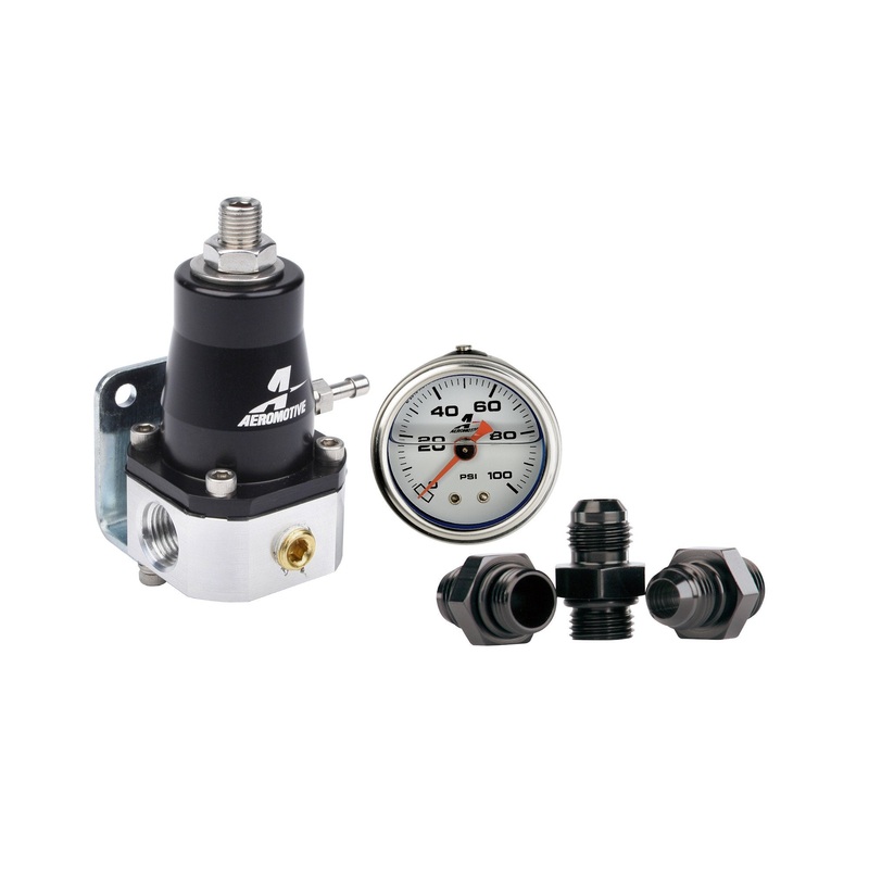 Aeromotive Aeromotive Regulator and Fitting Kit - 13129 EFI Bypass Regulator w/ (3) 15606 Fittings and (1) 15633 Pressure Gauge