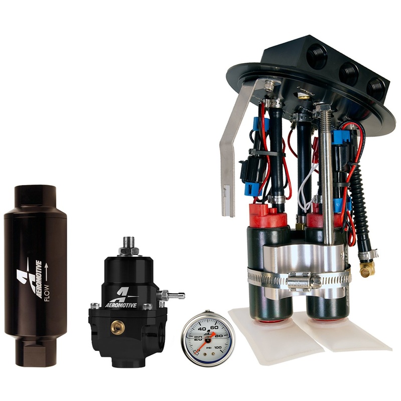Aeromotive 11-17 Mustang Kit, 18039(Dual 340lph), 15633(Gauge), 13303(Regulator), 12341(Filter)