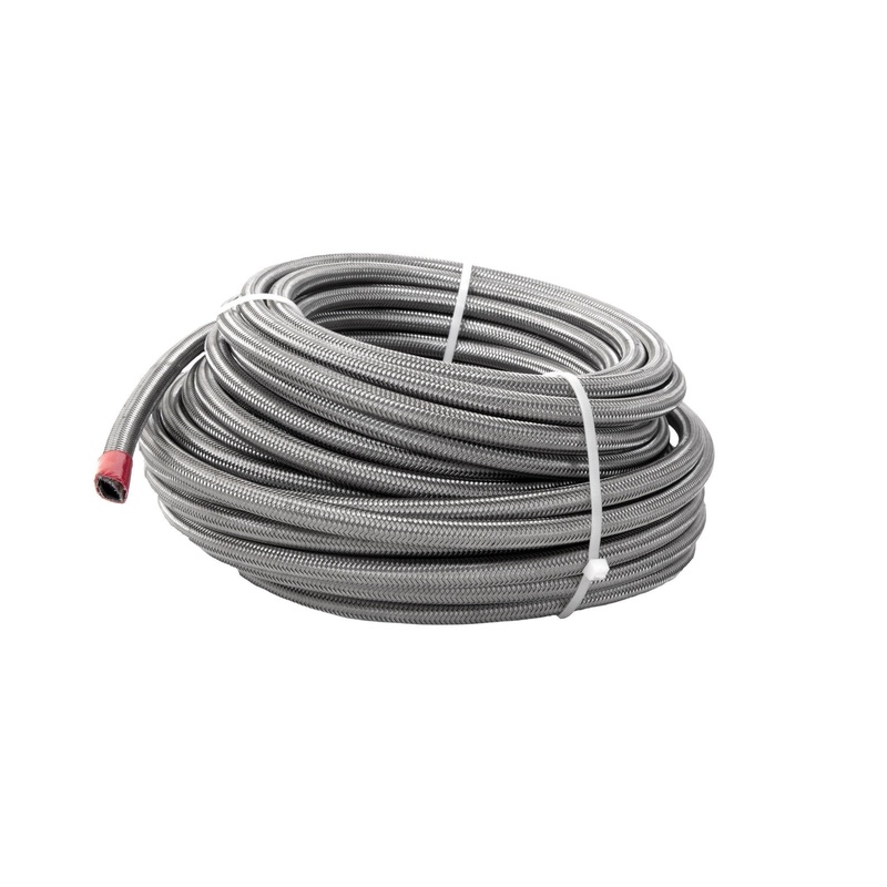Aeromotive Hose, Fuel, PTFE, Stainless Steel Braided, AN-06 x 4'
