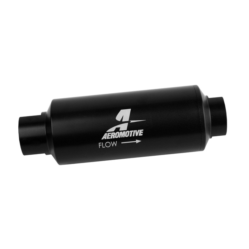 Aeromotive Filter, In-Line, 10-m Microglass Element, ORB-10 Port, Black Hard-Coat, Marine, 2" OD