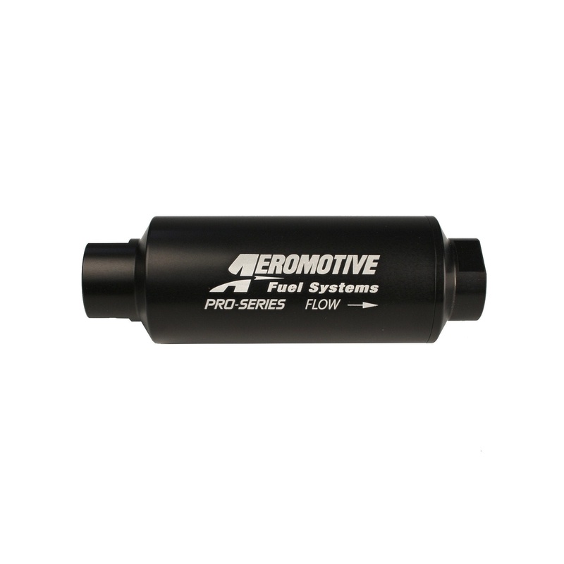 Aeromotive Filter, In-Line, 10-m Microglass Element, ORB-12 Port, Black Hardcoat Pro-Series, 2-1/2" OD