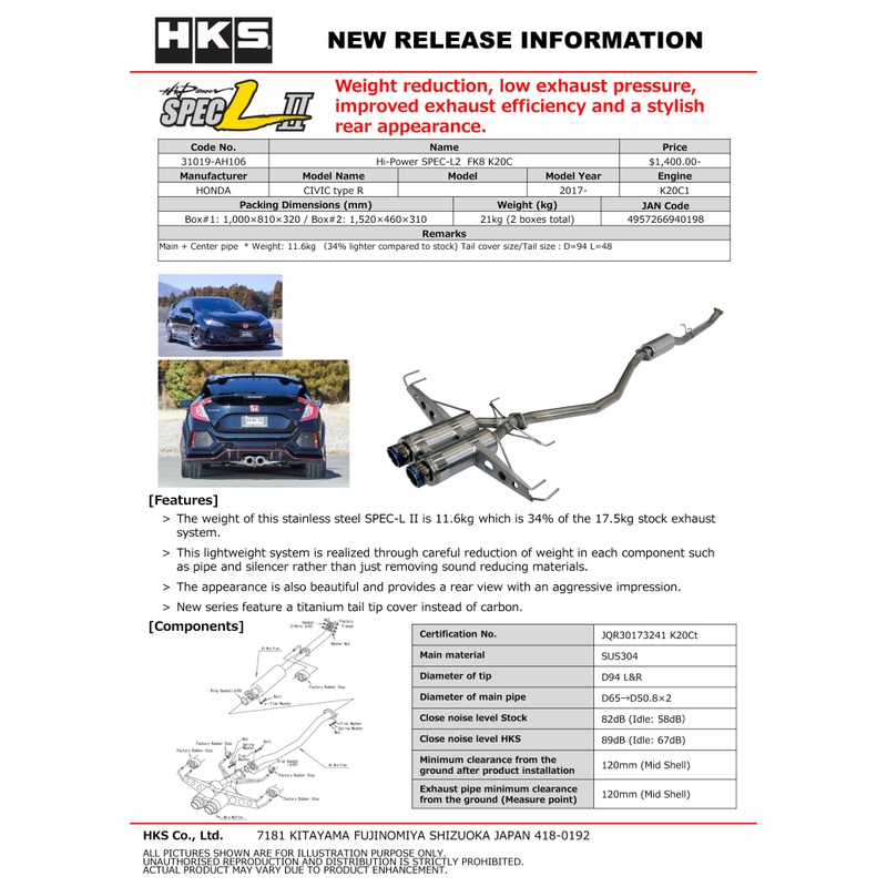 HKS Hi-Power Muffler SPEC-L2 FK8 K20C